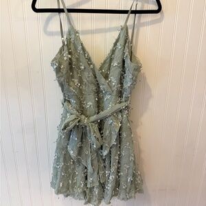 Selfie Leslie Sage Green Floral Romper